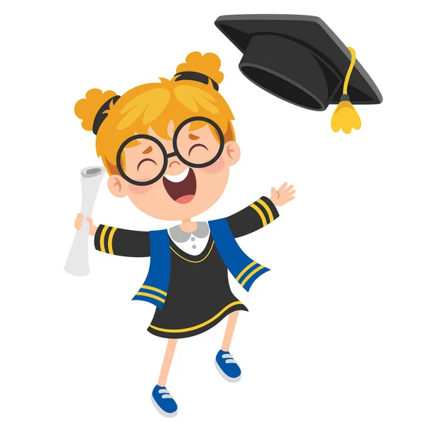 Dibujos Animados Niño Feliz Traje Graduación — Vector de stock