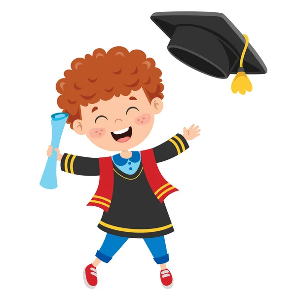 Dibujos Animados Niño Feliz Traje Graduación — Vector de stock