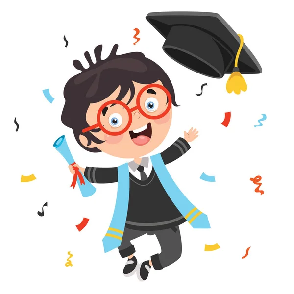 Cartoon Happy Kid Στολή Αποφοίτησης — Διανυσματικό Αρχείο