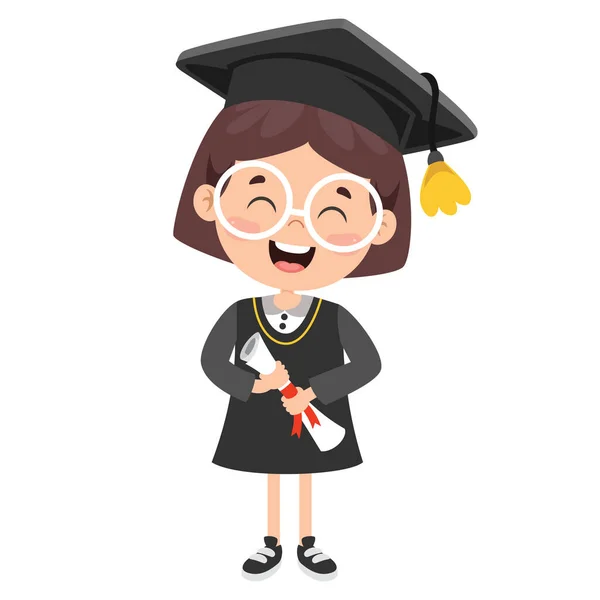 Cartoon Happy Kid Graduation Costume — Stock Vector