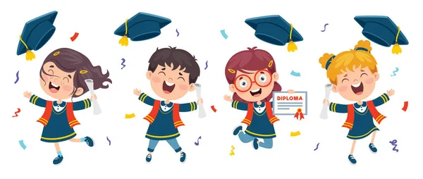 Cartoon Happy Kid Στολή Αποφοίτησης — Διανυσματικό Αρχείο