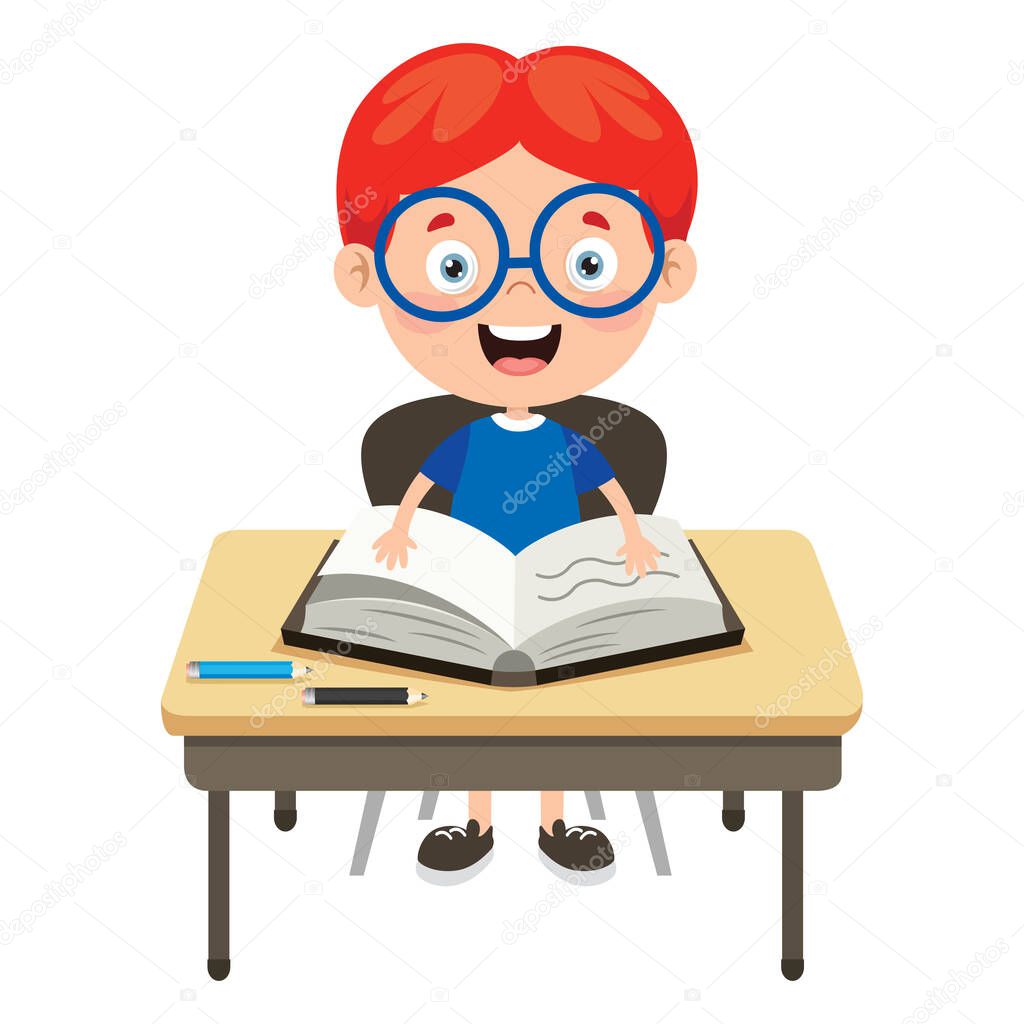 Happy Cute Cartoon School Child