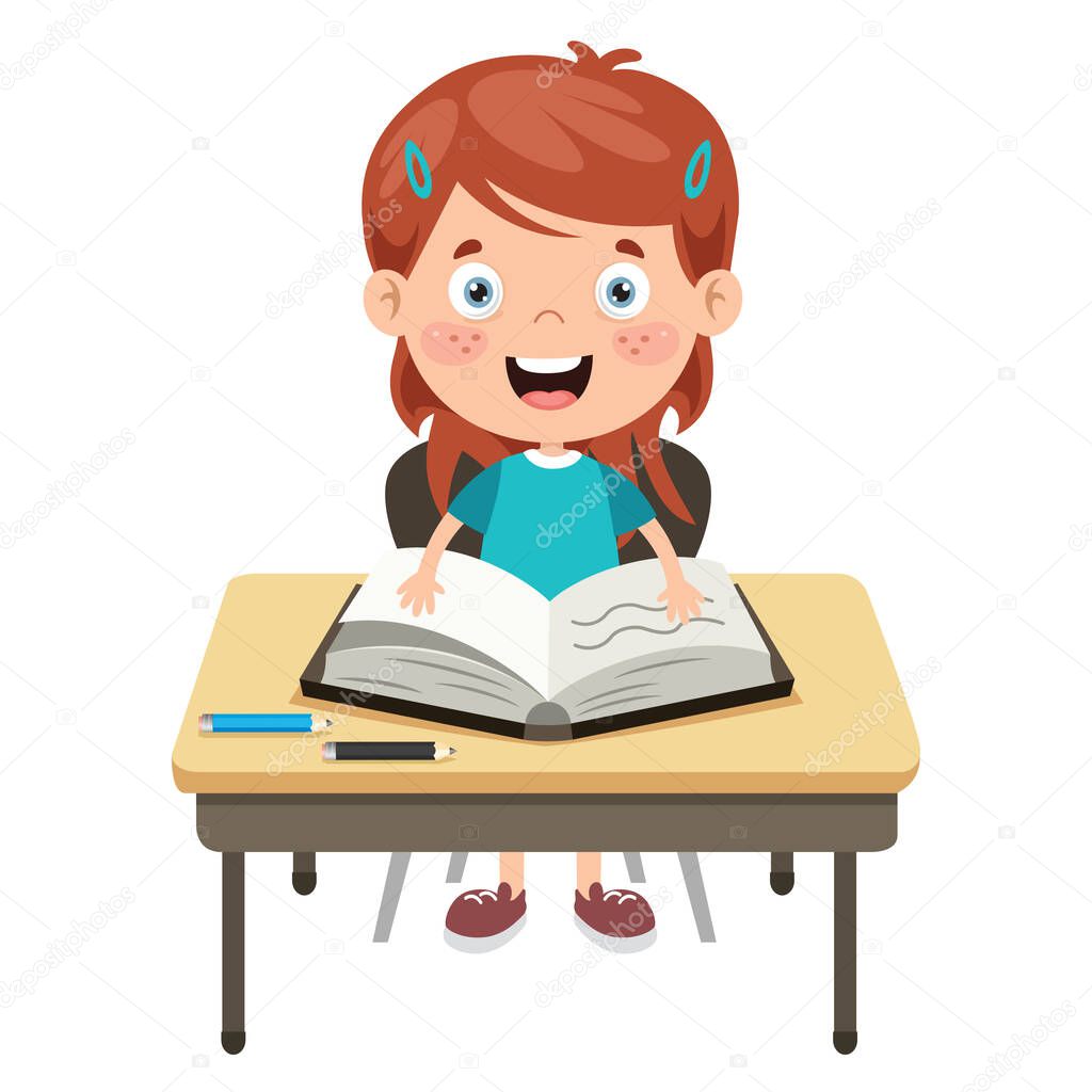 Happy Cute Cartoon School Child