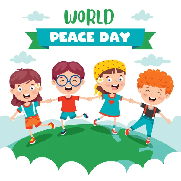 Dünya Barış Günü Kutlayan Çocuklar — Stok Vektör