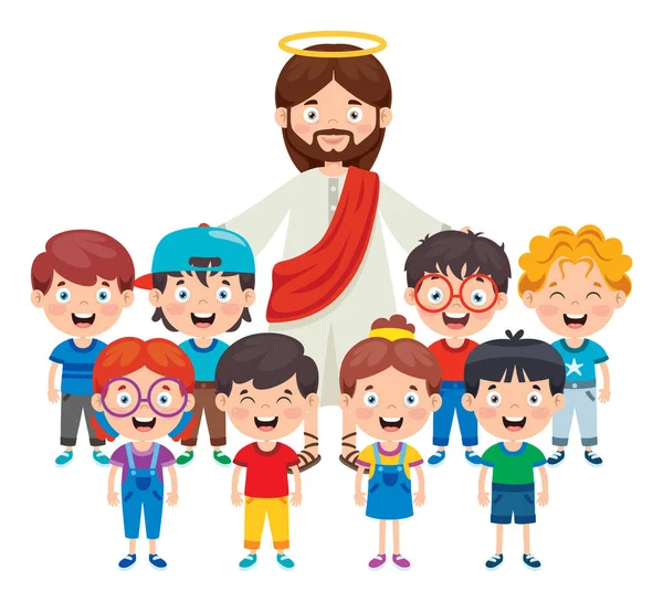 Cartoon Drawing Jesus Christ — Stock Vector