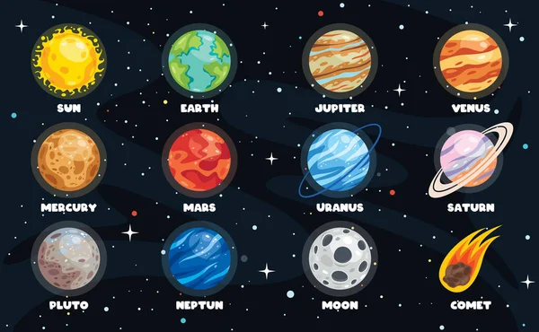 Planetas Coloridos Del Sistema Solar — Archivo Imágenes Vectoriales