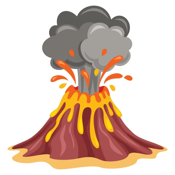火山の噴火と溶岩の描画 — ストックベクタ