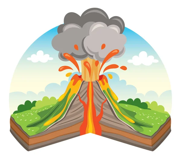Erruzione Vulcanica Disegno Lava — Vettoriale Stock