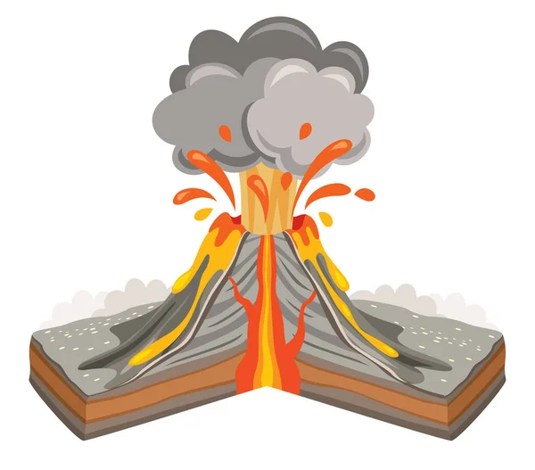 Errupção Vulcão Desenho Lava —  Vetores de Stock