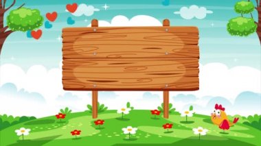 Çocuklar ve Boş Tahta İşaret Panosu