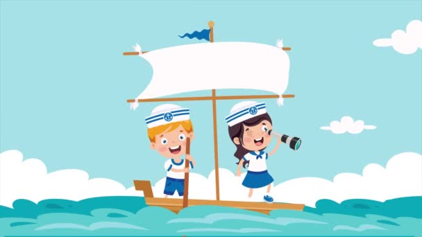 Roztomilé Malé Děti Námořnické Uniformě — Stock video