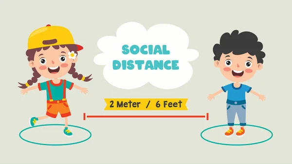 Reglas Distancia Social Para Niños — Vector de stock