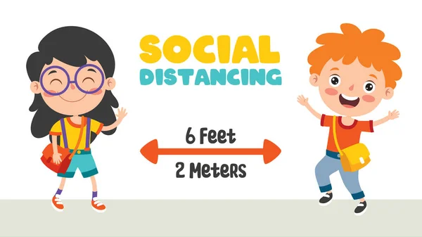 Reglas Distancia Social Para Niños — Vector de stock