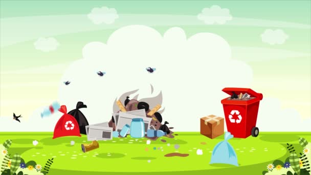 Pequeños Niños Limpiando Reciclando Basura — Vídeo de stock