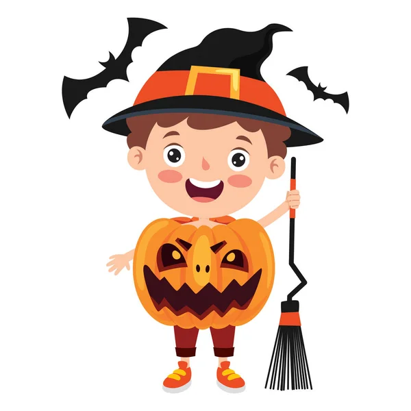 Feliz Niño Divertido Celebrando Halloween — Vector de stock