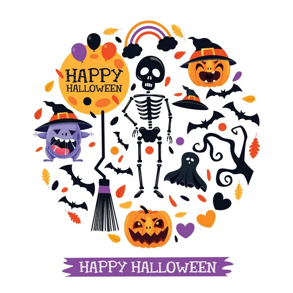 Halloween Design Mit Cartoon Charakter — Stockvektor