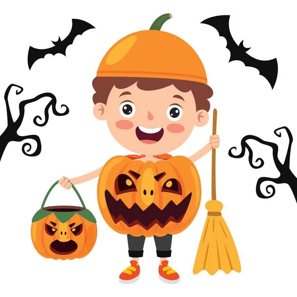 Criança Engraçada Feliz Celebrando Halloween — Vetor de Stock