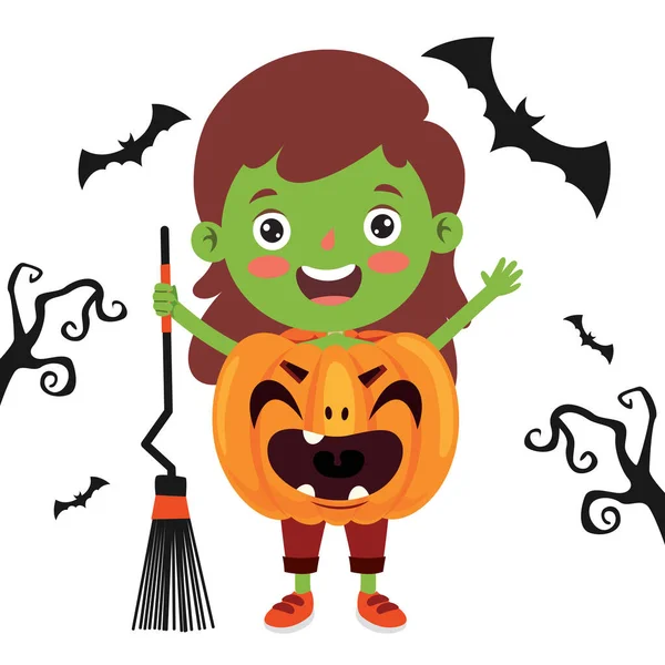 Veselé Legrační Dítě Slaví Halloween — Stockový vektor