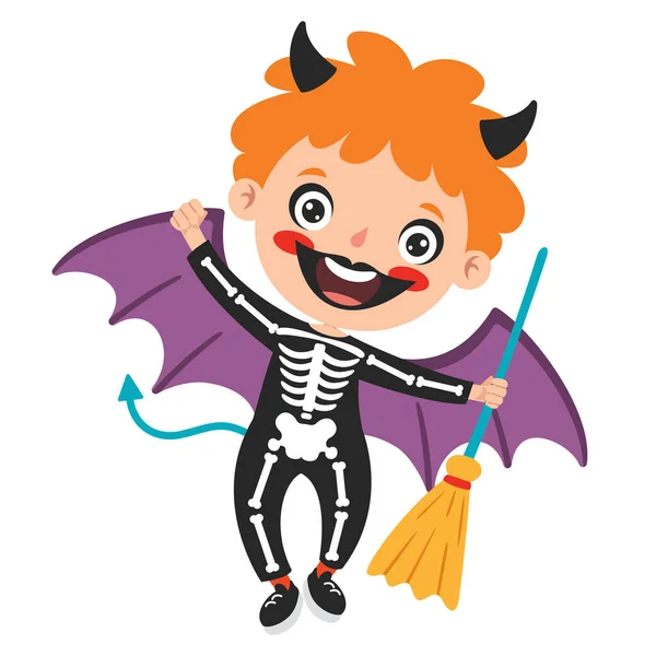 Happy Funny Child Merayakan Halloween - Stok Vektor