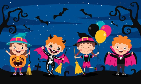 Design Halloween Com Personagem Desenhos Animados — Vetor de Stock