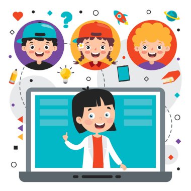 Çizgi film Karakteri ile Çevrimiçi Öğrenme Kavramı