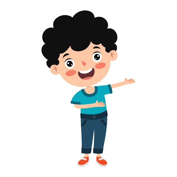 Funny Child Presenting Pointing — Stock Vector