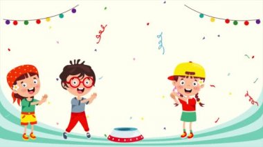 Çocuklar şirin palyaçoyla eğleniyor.