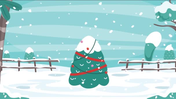 Świąteczne Powitanie Animacji Postaciami Kreskówek — Wideo stockowe
