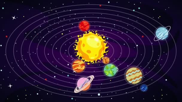 Bunte Planeten Des Sonnensystems — Stockvideo