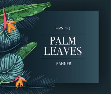 Palmiye yaprakları ile egzotik desen vektör.