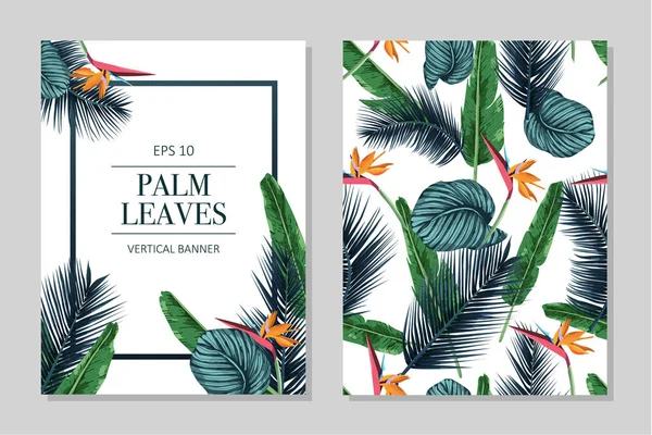 Vector Exotic Pattern Palm Leaves — Stock Vector