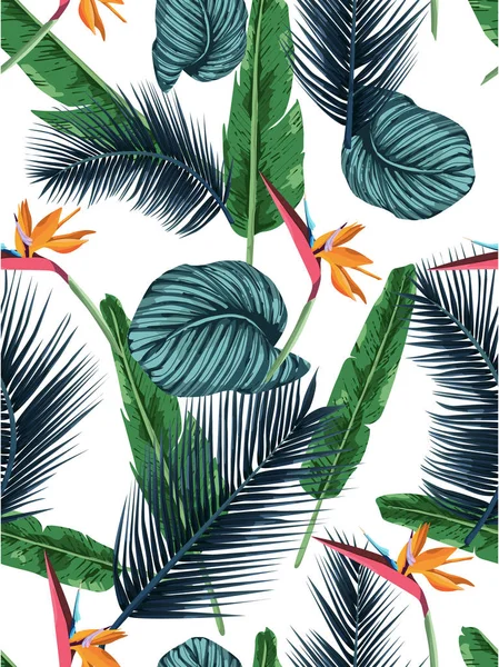 Seamless indigo tropical pattern.