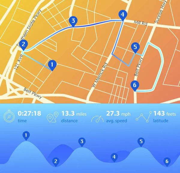 ダッシュ ボード テーマ創造的な都市地図ナビゲーションのインフォ グラフィック ベクトル図 — ストックベクタ