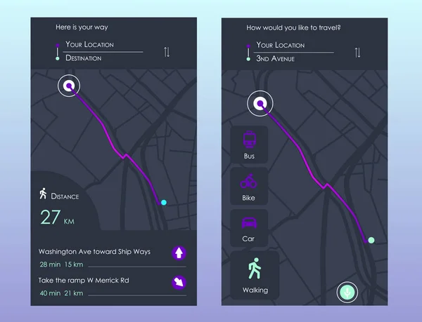 Dashboard Tema Kreativ Infografi Bykartnavigasjon Vektorillustrasjon – stockvektor