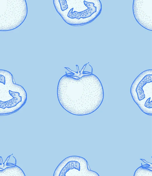 Domates dilim desen. Sağlıklı sebze domates organik gıda Foto-gerçekçi vektör çizim