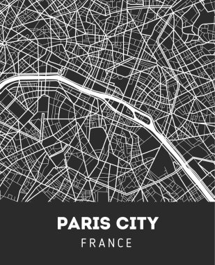 Paris şehri vektör şehir haritası.