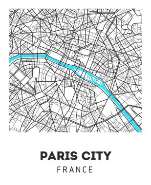 Paris şehri vektör şehir haritası.