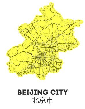 Pekin kentinin iyi organize ayrı katmanları ile vektör şehir haritası.