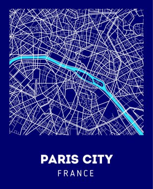 İyi organize ayrı katmanları ile Paris şehrinin vektör şehir haritası. Vektör çizim.