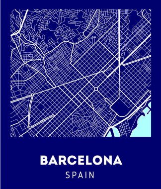 iyi organize ayrı katmanları ile Barselona vektör şehir haritası.