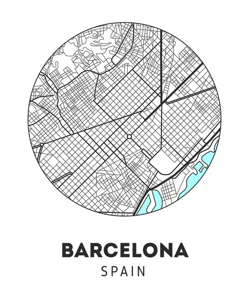 Векторная Карта Города Барселоны Хорошо Организованными Разделенными Слоями — стоковый вектор