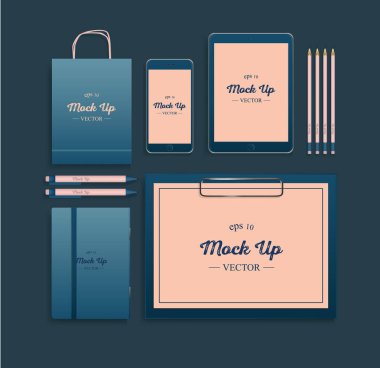 Gerçekçi marka Mockup ayarlayın. Kurumsal kimlik mockup.