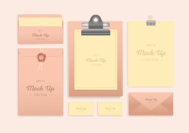 Gerçekçi marka Mockup ayarlayın. Kurumsal kimlik mockup.