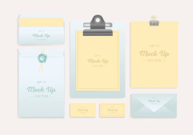 Gerçekçi marka Mockup ayarlayın. Kurumsal kimlik mockup.