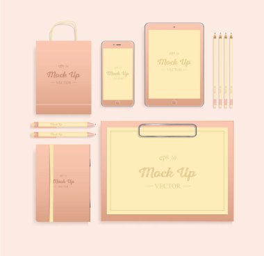 Gerçekçi marka Mockup ayarlayın. Kurumsal kimlik mockup.