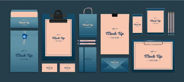 Realista Branding Mockup set. Mockup de identidade corporativa . — Vetor de Stock