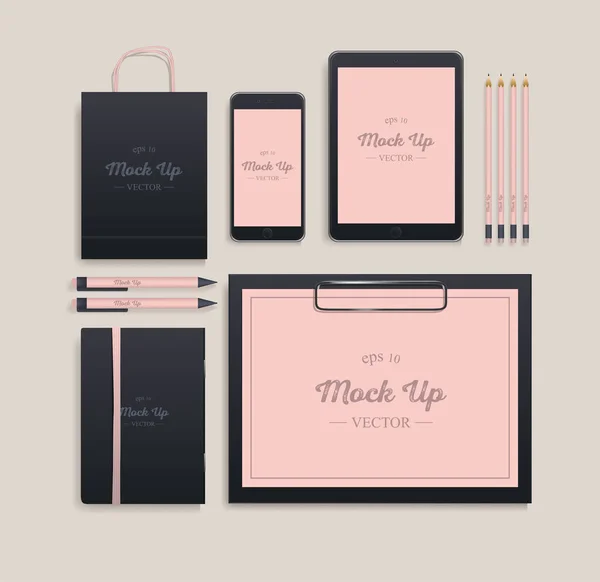 Realista Branding Mockup set. Mockup de identidade corporativa . — Vetor de Stock