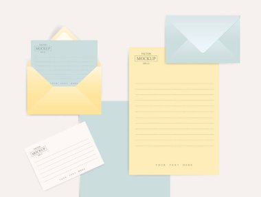 Gerçekçi zarf kümesiyle kağıdın