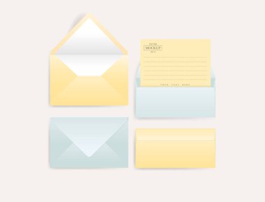 Gerçekçi zarf kümesiyle kağıdın