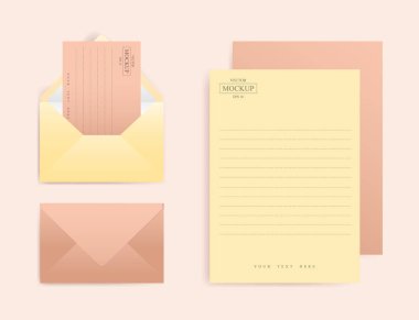 Gerçekçi zarf kümesiyle kağıdın